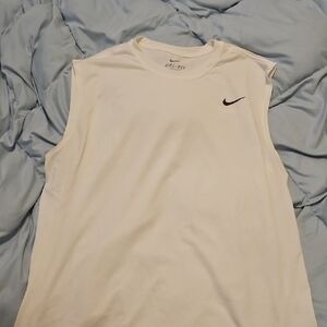 Nike White Sleeveless Top with Black Logo